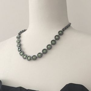 Jewelmint Gunmetal / Green Beads Necklace